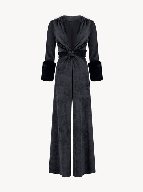 leslie amon Amanda jumpsuit velvet - Black