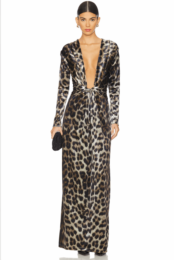 Leslie Amon Amanda Maxi Dress Velvet - Leopard