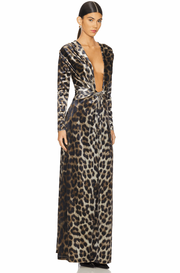 Leslie Amon Amanda Maxi Dress Velvet - Leopard
