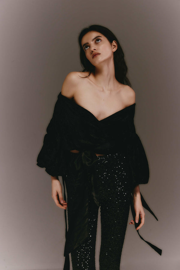 Leslie Amon Capri Leggings Glitter - Black