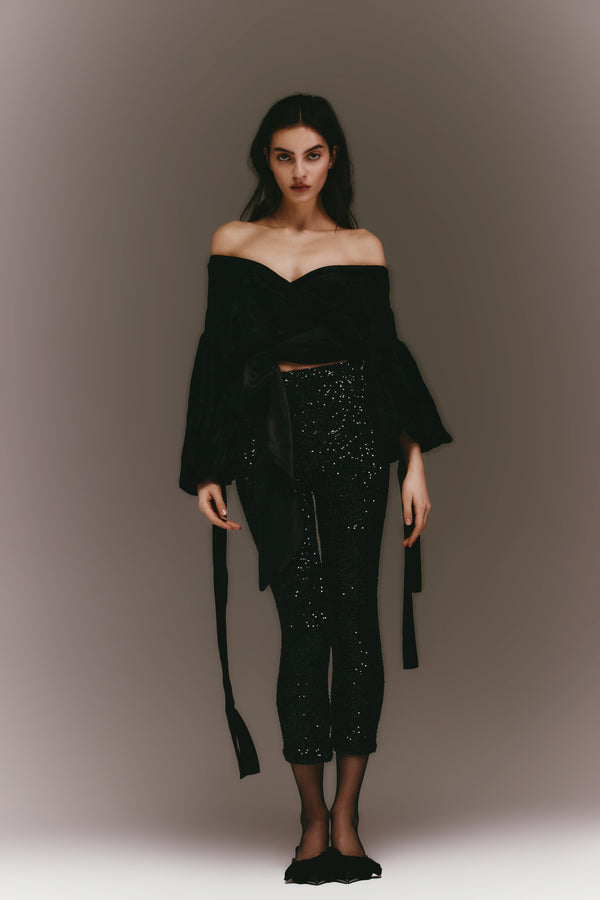 Leslie Amon Capri Leggings Glitter - Black