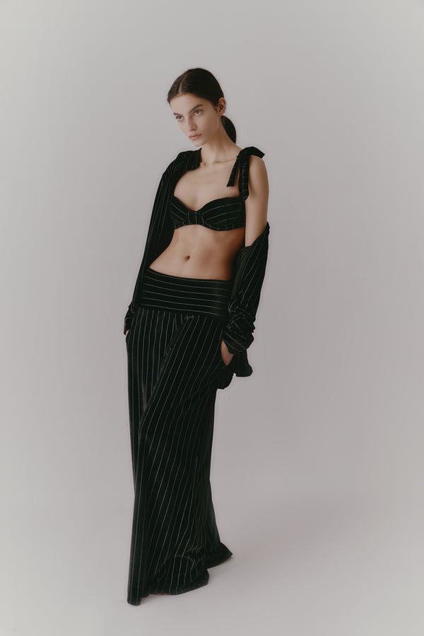 Leslie Amon Cityjama Pants Pinstrip Velvet - Black