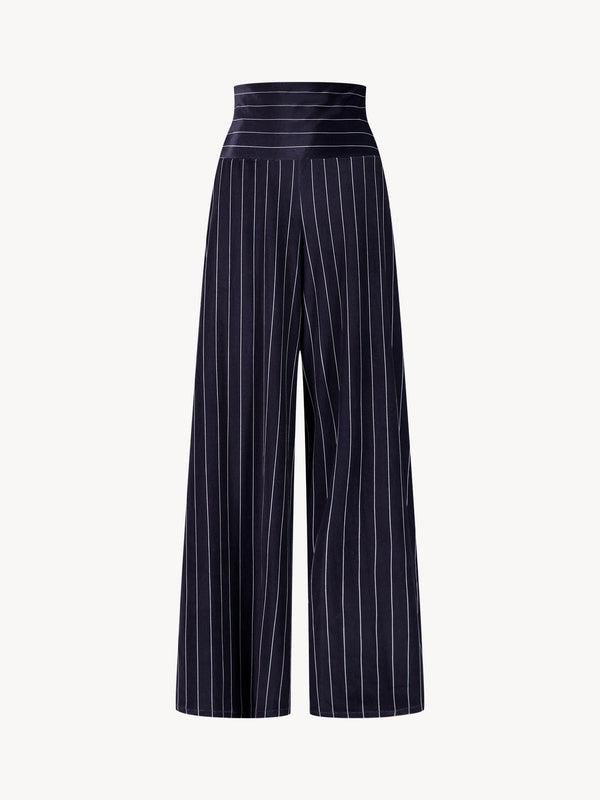 leslie amon Cityjama pants pinstrip velvet - Black