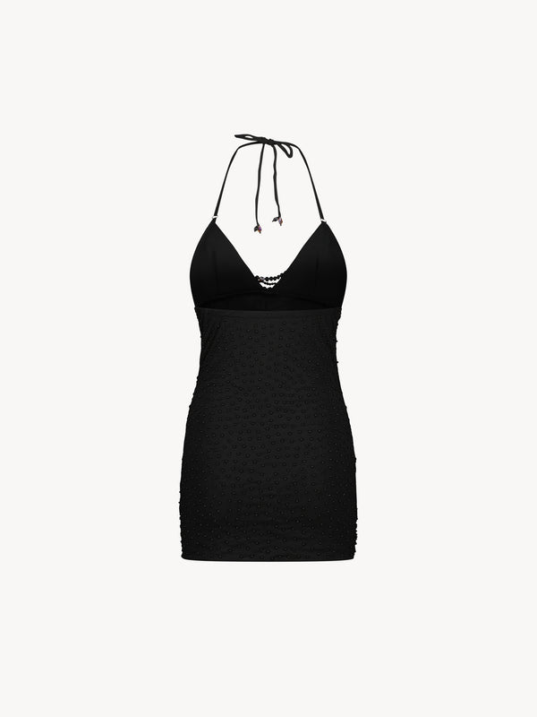 Leslie Amon Floating Pearl Mini Dress - Black