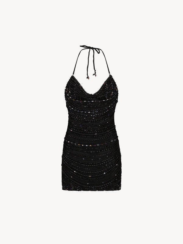 leslie amon Floating pearl mini dress - Black