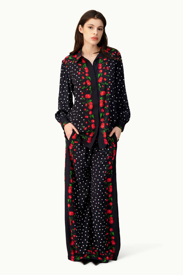 leslie amon Jaw string pants- Black cherry