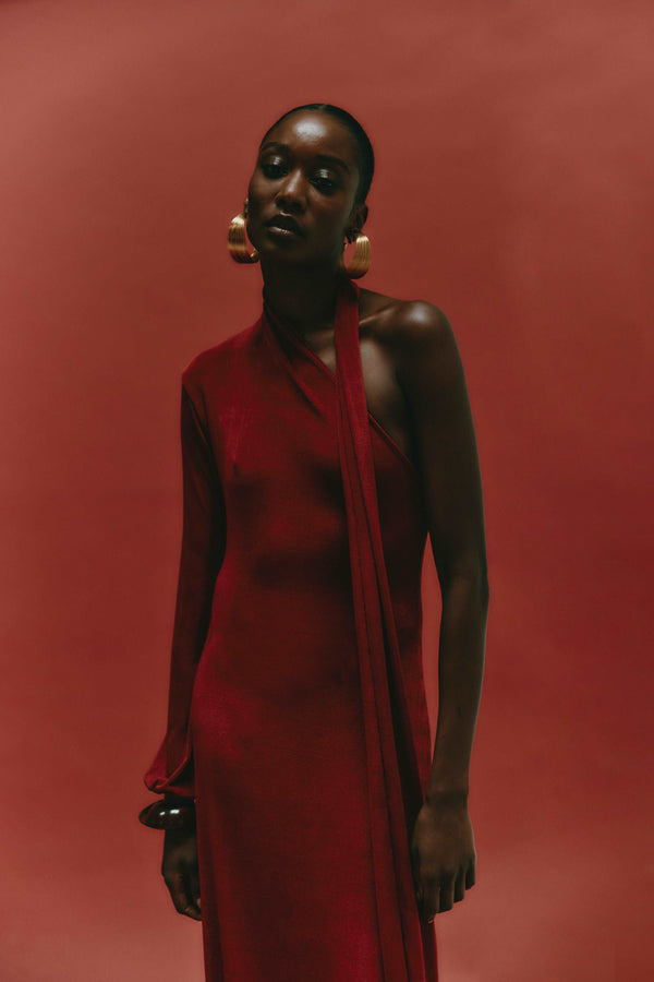 Leslie Amon Maxi Scarf Dress - Red