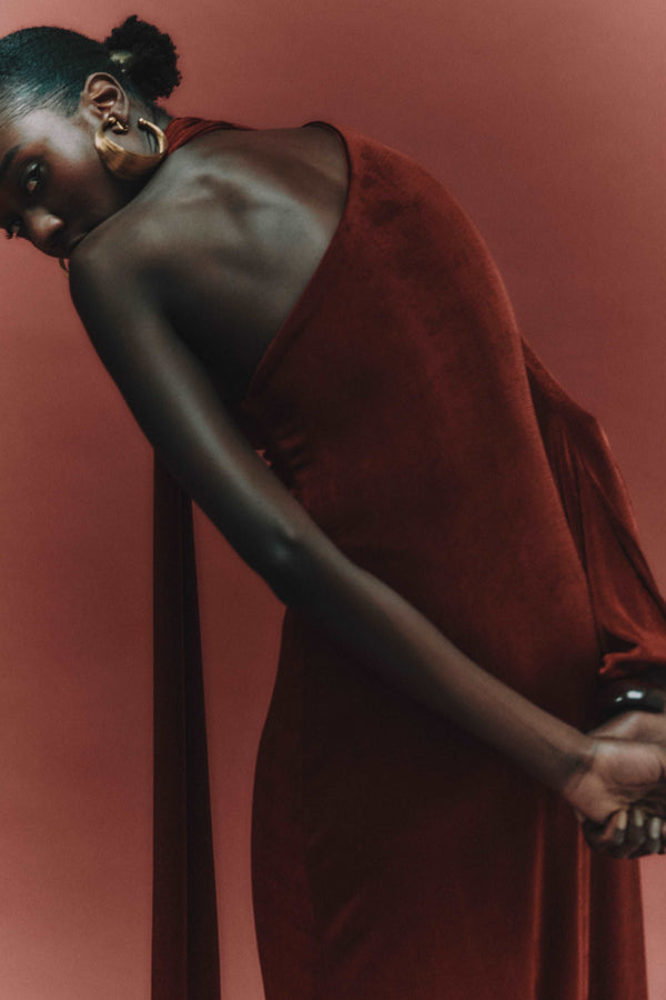 Leslie Amon Maxi Scarf Dress - Red