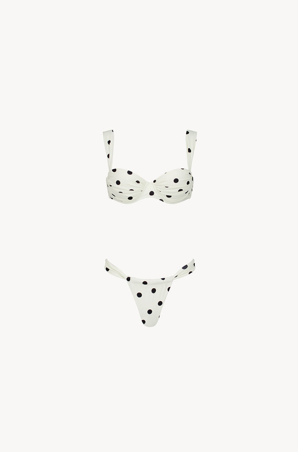 leslie amon Paloma Bikini Set - Cream Polka