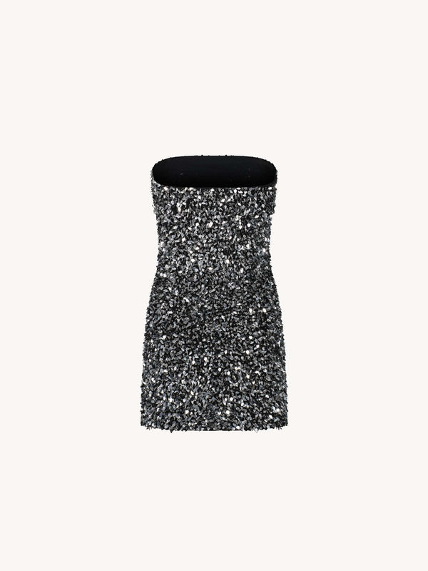 Leslie Amon Romy Tube Mini Dress - Silver