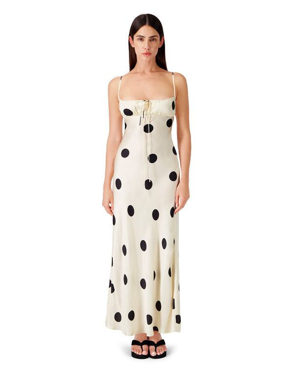 Leslie Amon Slip Dress - Cream Polka