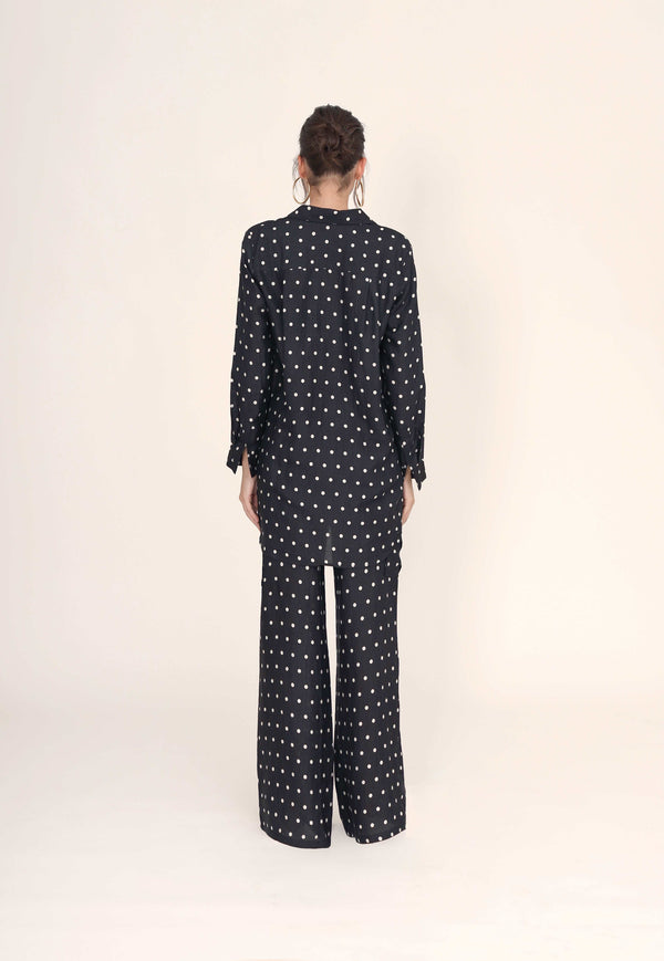 Leslie Amon Timeless Maxi Shirt - Black And White Dots