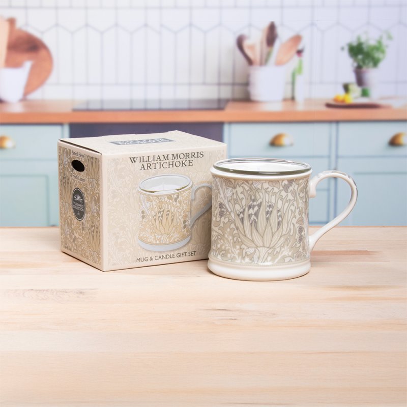 lesser & pavey ARTICHOKE CANDLE GIFT SET Wm. MORRIS FRESH LINEN LP76662