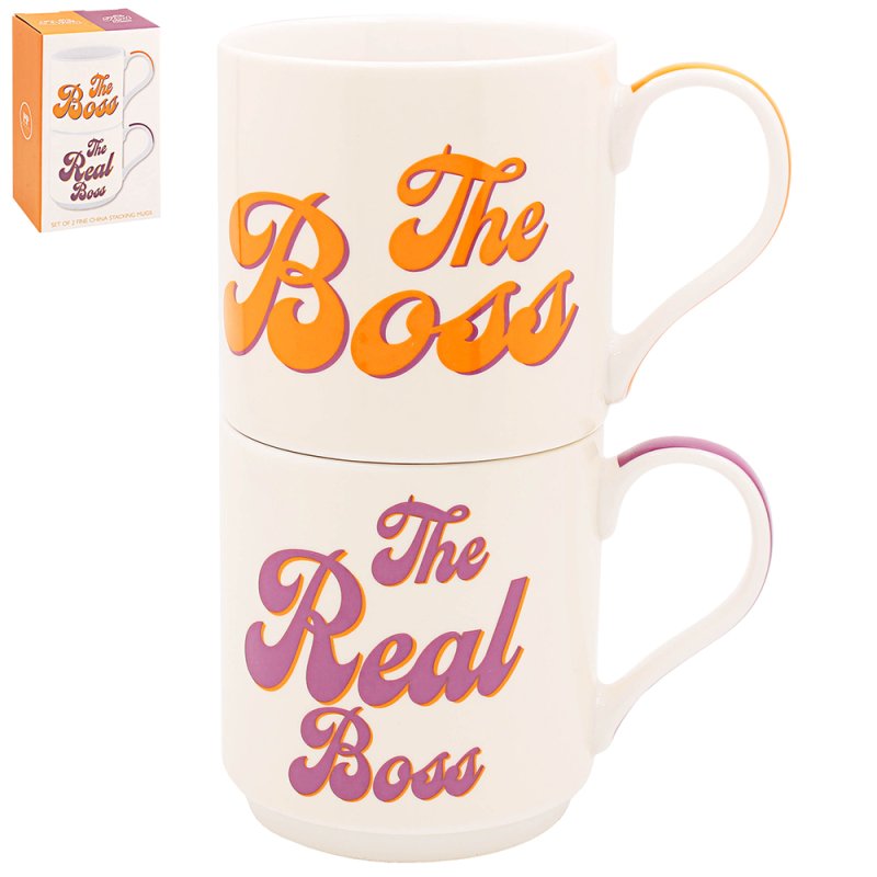 lesser & pavey BOSS & REAL BOSS STACKING MUGSSTACKING MUGS SET 2 LP96790