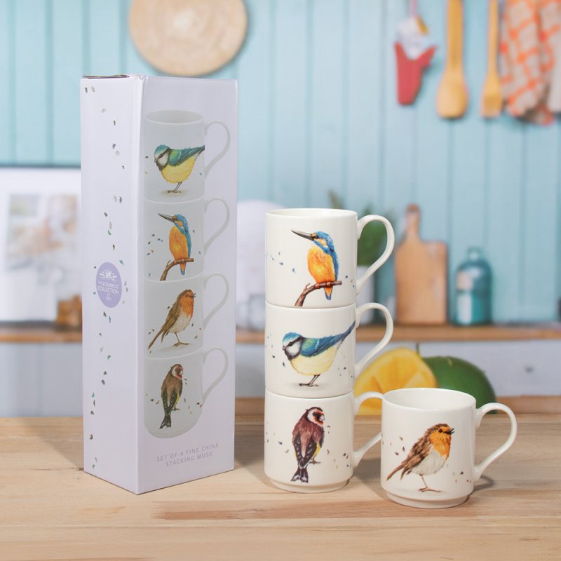 lesser & pavey BRITISH BIRDS STACKING MUGS S4 LP96736