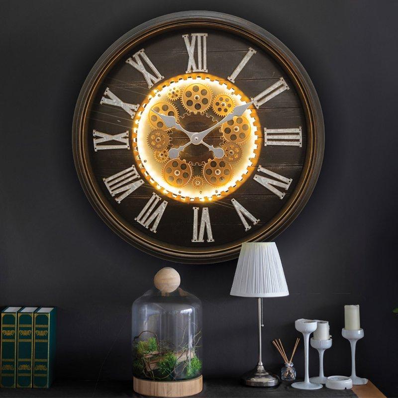 lesser & pavey COG CLOCK LIGHT UP BRONZE 58CM LP76491