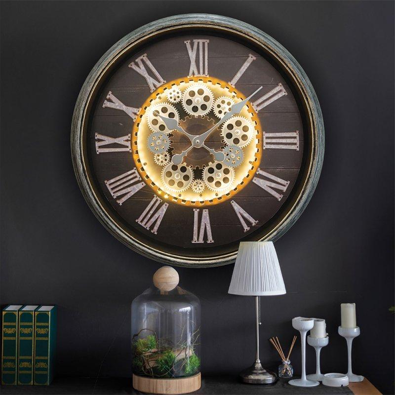 lesser & pavey COG CLOCK LIGHT UP SILVER 58CM LP76492