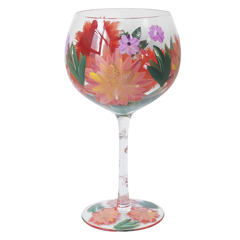 lesser & pavey DAHLIAS GIN GLASS HAND PAINTED LP76598