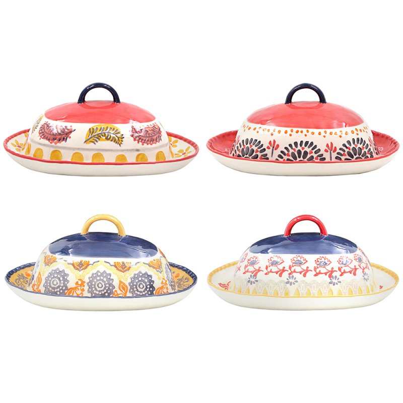 lesser & pavey HAND PAINTED BUTTER DISH 4 ASS LP76319