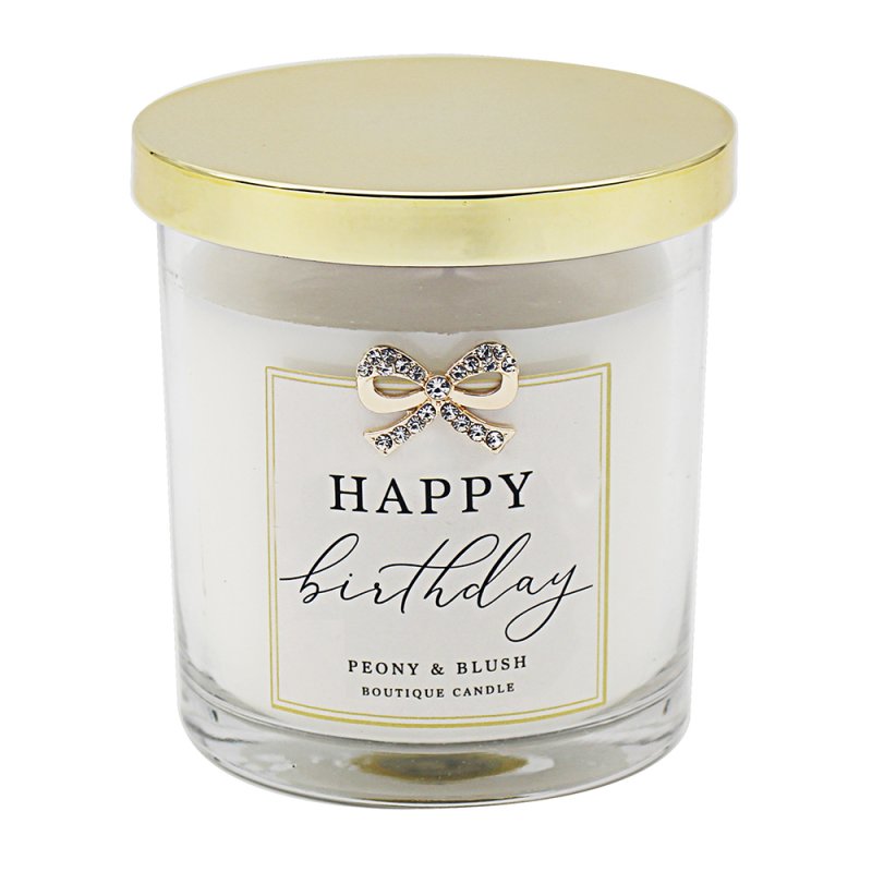 Lesser & Pavey HAPPY BIRTHDAY CANDLE PEONY & BLUSH - 30HRS LP72665