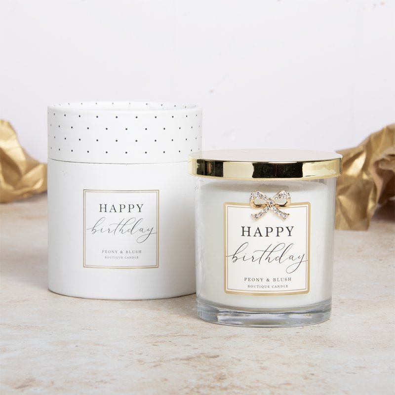 lesser & pavey HAPPY BIRTHDAY CANDLE PEONY & BLUSH - 30HRS LP72665