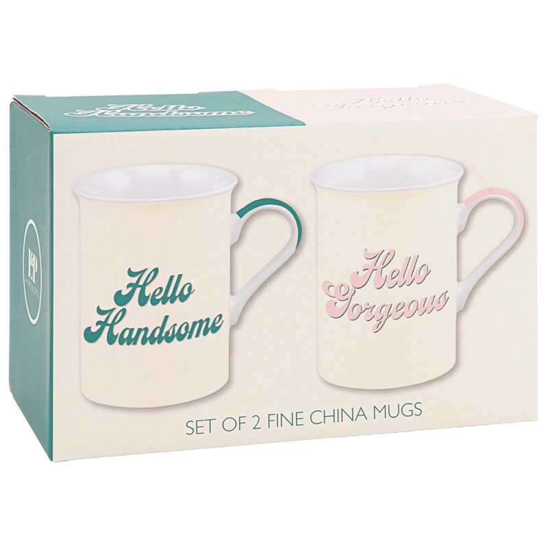 Lesser & Pavey HELLO HANDSOME & HELLOGORGEOUSMUGS SET 2 LP96805