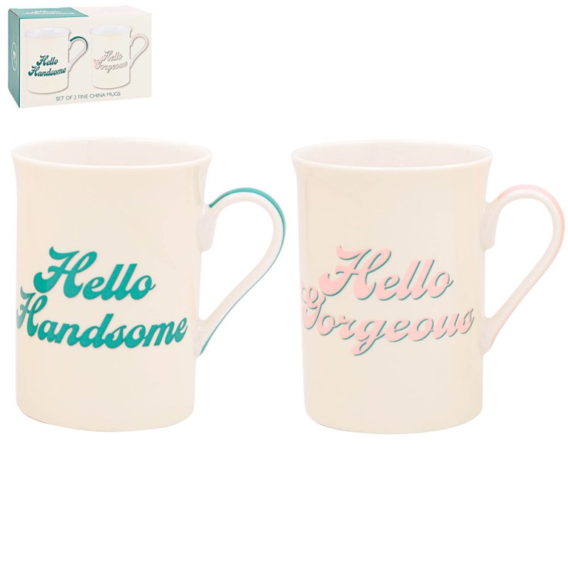 lesser & pavey HELLO HANDSOME & HELLOGORGEOUSMUGS SET 2 LP96805