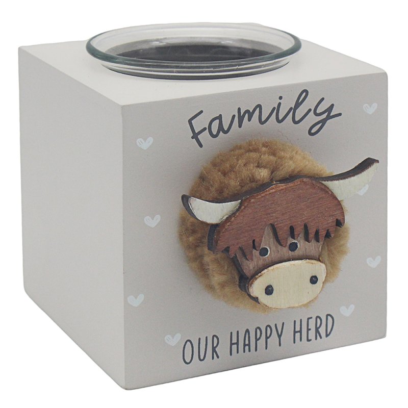 lesser & pavey HIGHLAND COW CANDL HOLD FAMILY LP76736