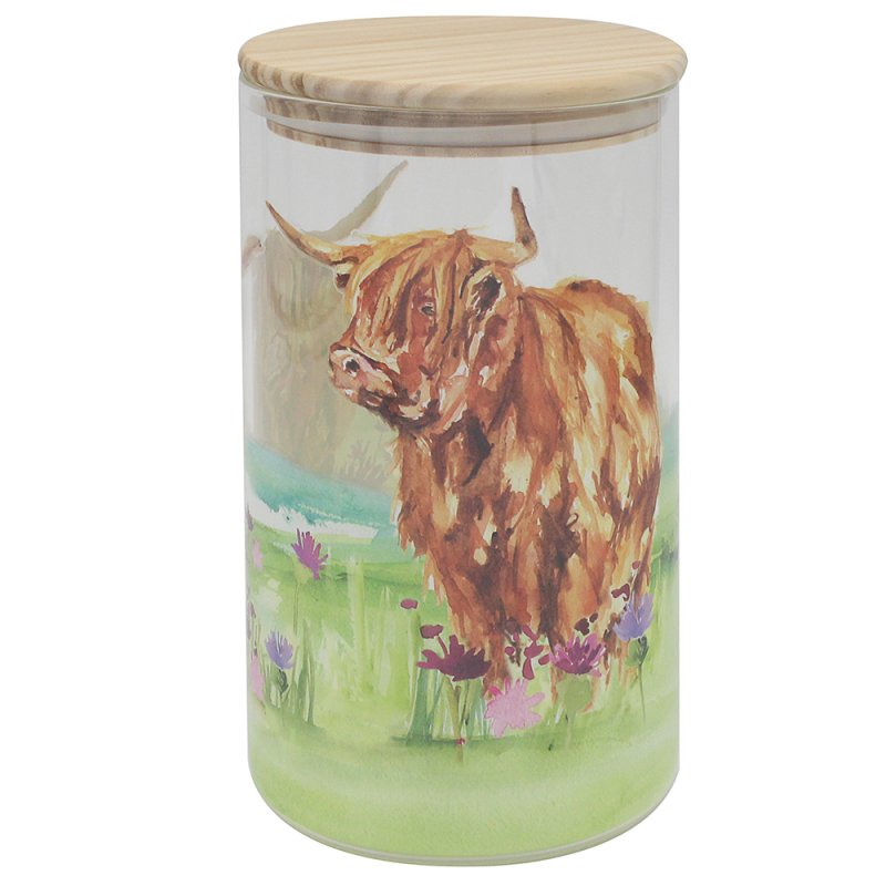 Lesser & Pavey HIGHLAND COW CANISTER LGE GLASS LP76655