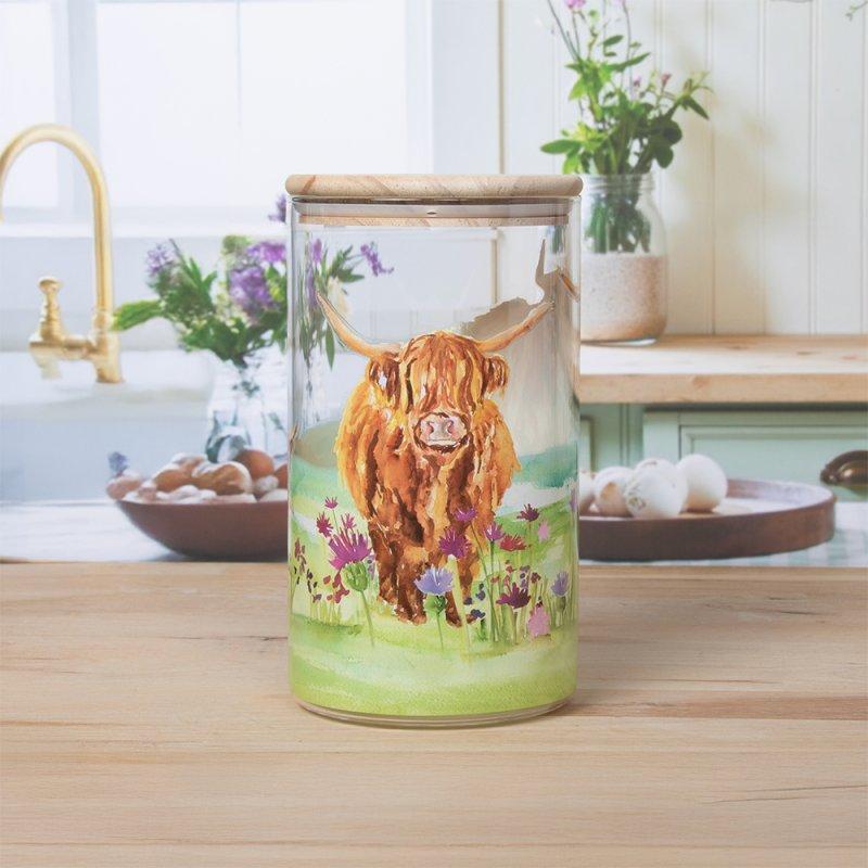 lesser & pavey HIGHLAND COW CANISTER LGE GLASS LP76655