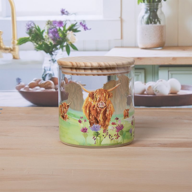 lesser & pavey HIGHLAND COW CANISTER SML GLASS LP76653