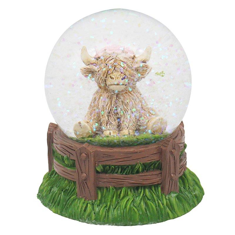 Lesser & Pavey HIGHLAND COW FLOWER WATERGLOBE LP75327