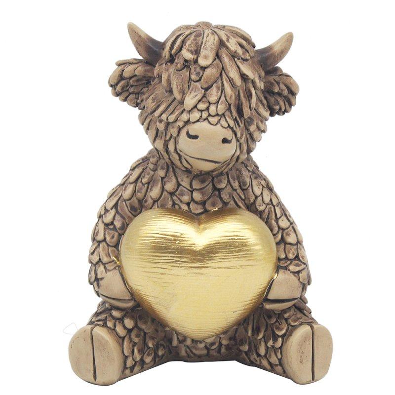 Lesser & Pavey HUGHIE HIGHLAND COW GOLD HEART LP75339