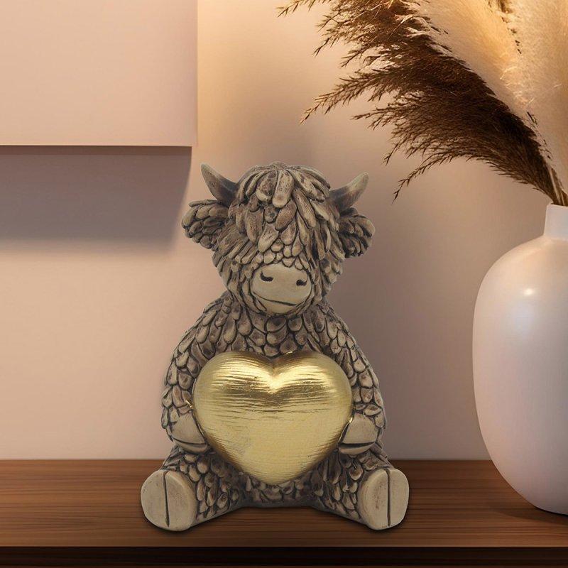 lesser & pavey HUGHIE HIGHLAND COW GOLD HEART LP75339
