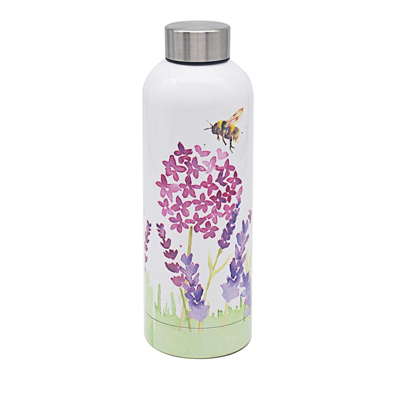 Lesser & Pavey LAVENDER & BEES WATER BOTTLE 550ML DBL WALLED JENNIFER ROSE LP73205