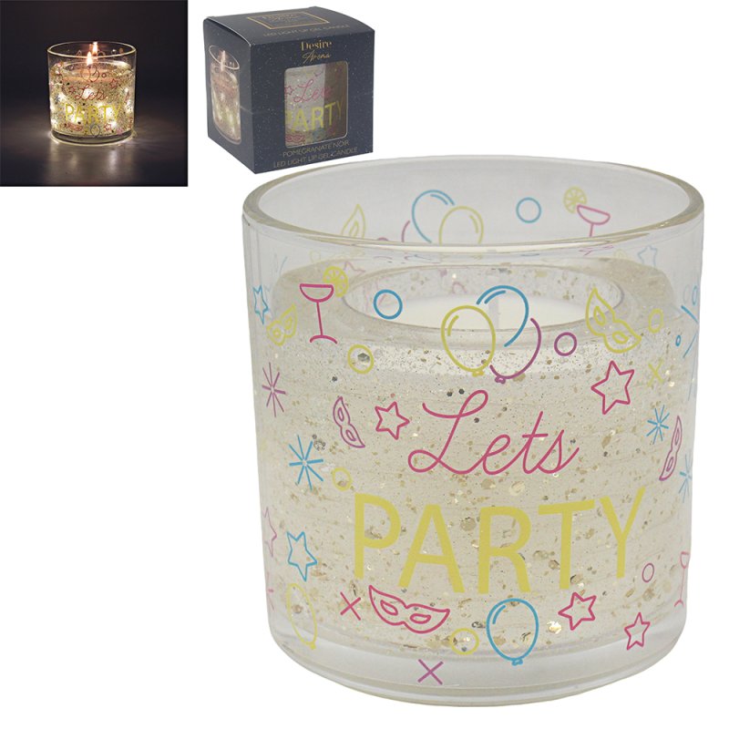 lesser & pavey LED GEL CANDLE LETS PARTY POMEGRANATE NOIR LP76714