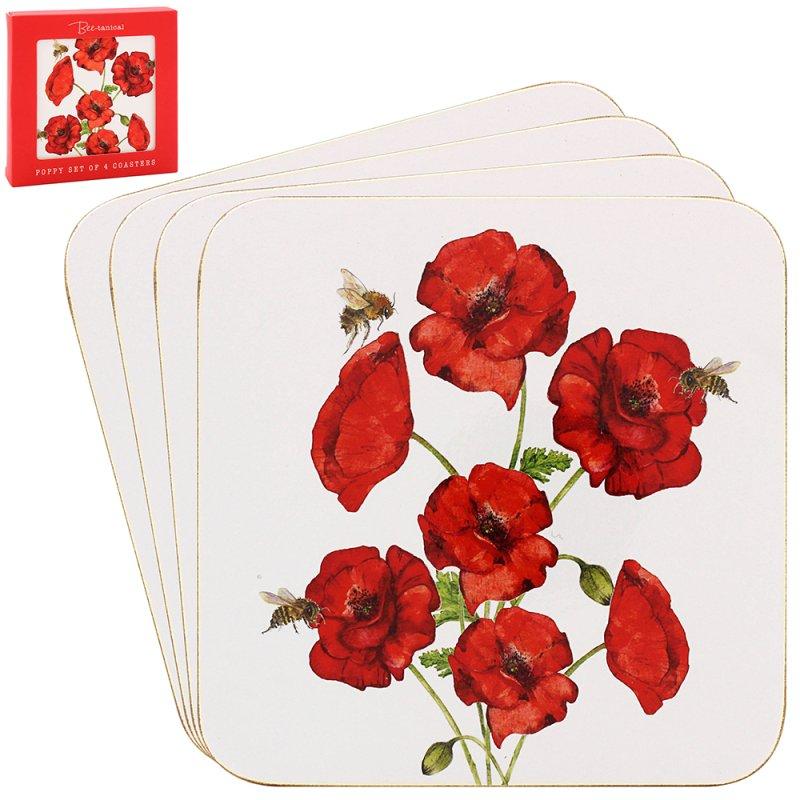 Lesser & Pavey BEE-TANICAL POPPY COASTERS S4 LP73623