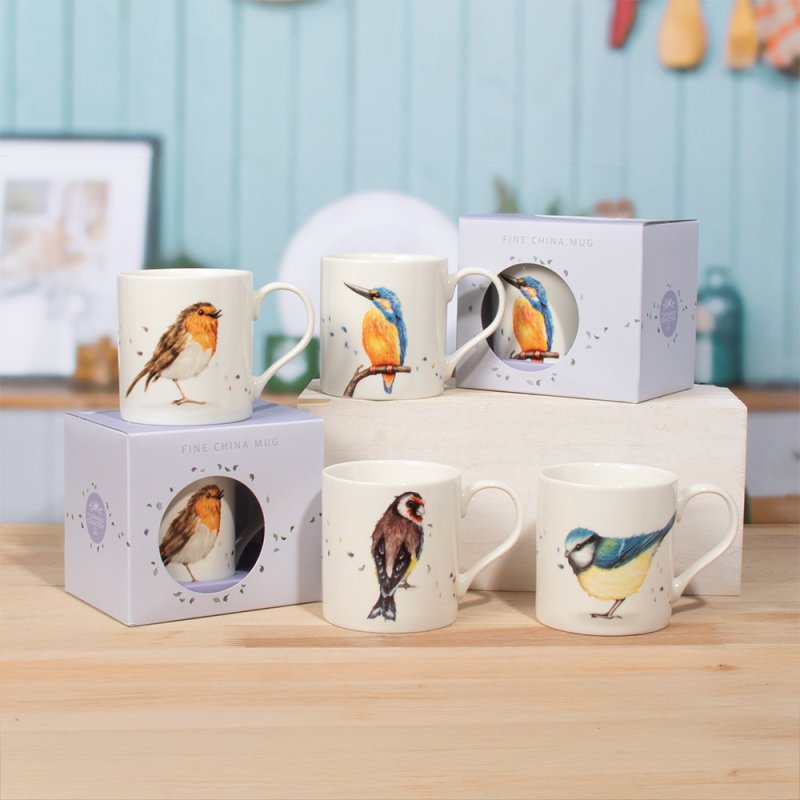 lesser & pavey BIRDS MUGS 4 ASST LP96735