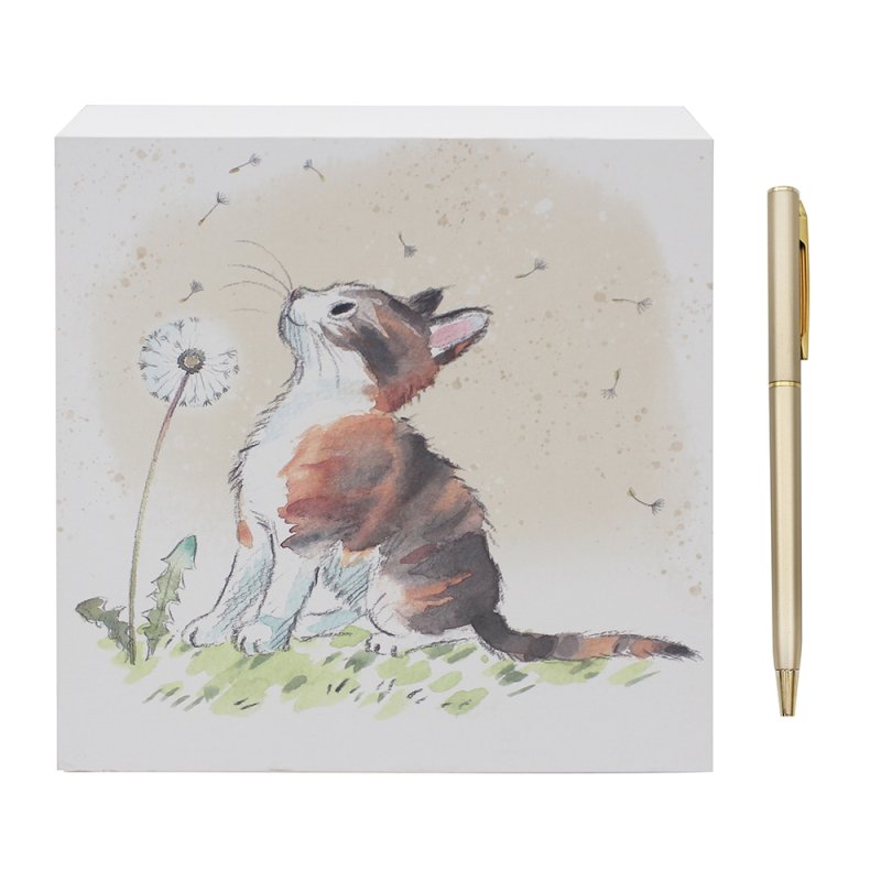 lesser & pavey CAT WITH DANDELION MEMO PAD LP96457