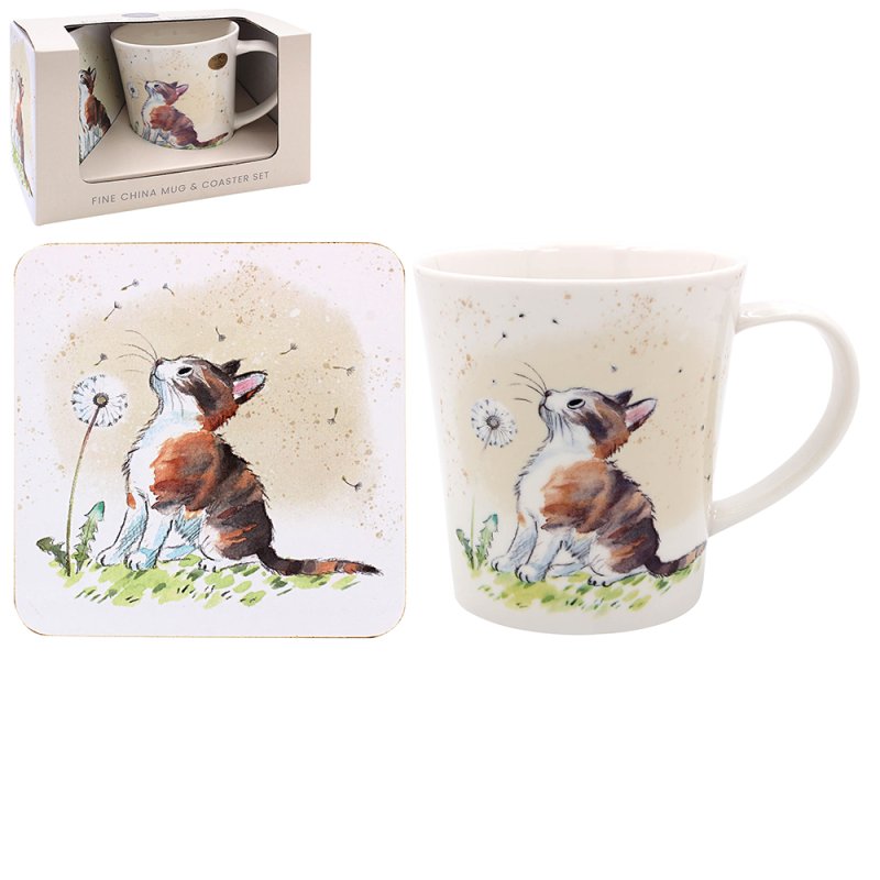 lesser & pavey CAT WITH DANDELION MUG & COAST LP96445
