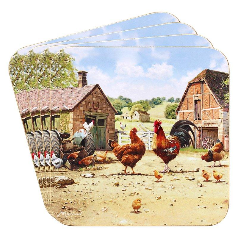 Lesser & Pavey COCKEREL & HEN COASTERS SET 4 LP95953
