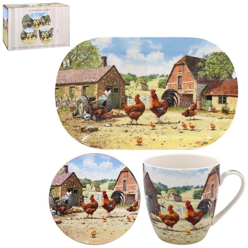 lesser & pavey COCKEREL & HEN MUGCOASTERTRAY LP95942