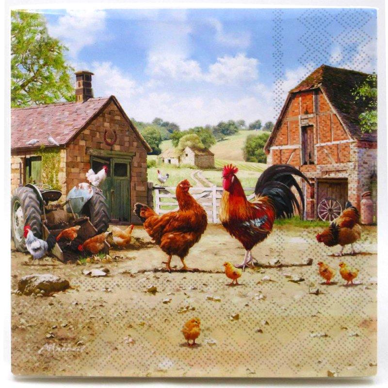 lesser & pavey COCKEREL & HEN NAPKINS PK 20 LP74199