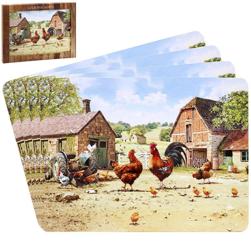 lesser & pavey COCKEREL & HEN PLACEMATS SET 4 LP95954