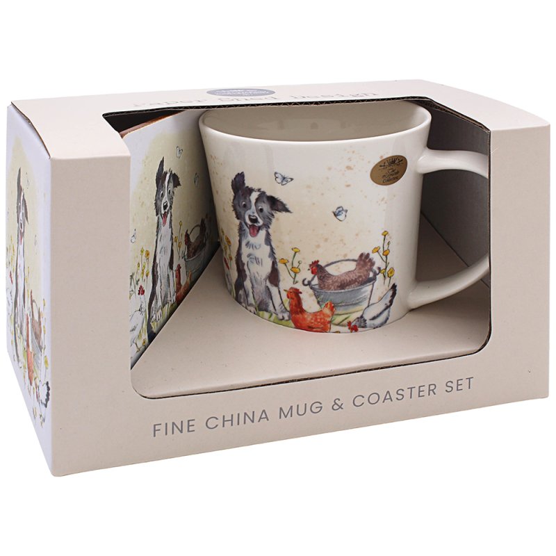 Lesser & Pavey COLLIE & HENS MUG & COASTER LP96437
