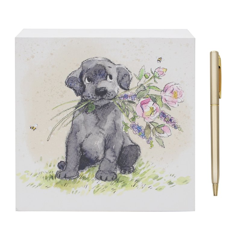 lesser & pavey DOG WTH FLOWERS MEMO PAD LP96459