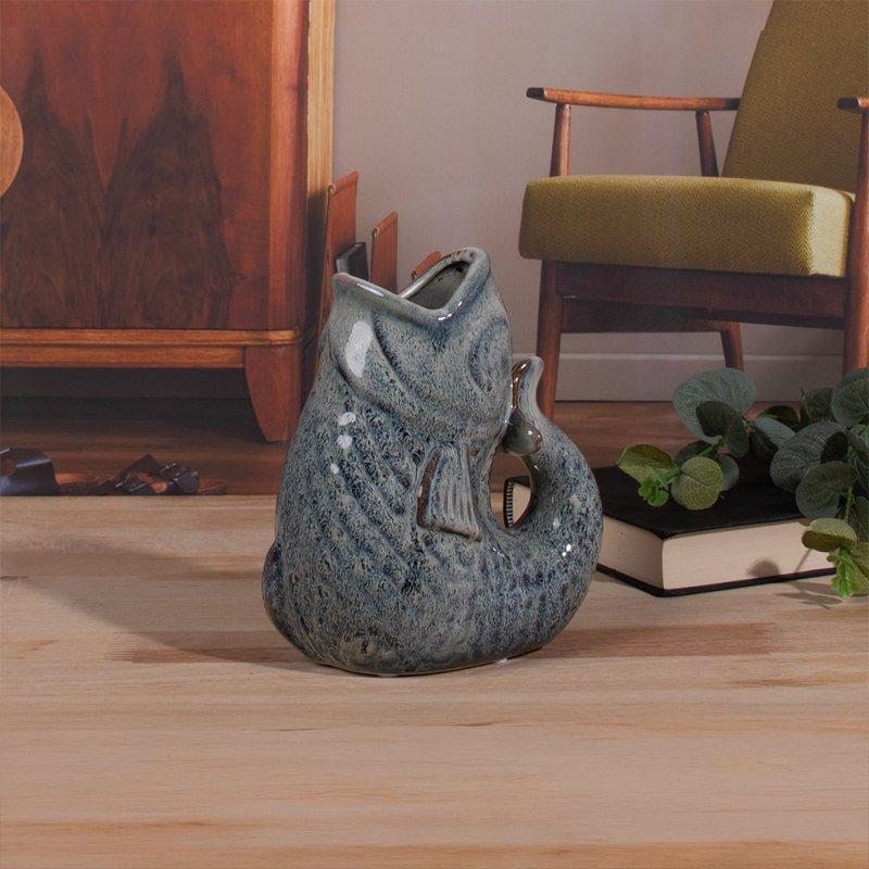 lesser & pavey FISH JUG/VASE AQUA 17CM LP75144