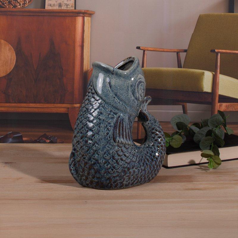 lesser & pavey FISH JUG / VASE AQUA 23CM LP76719