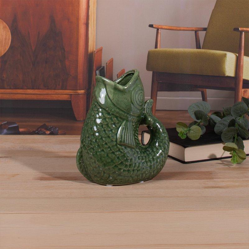 lesser & pavey FISH JUG / VASE GREEN 17CM LP76717