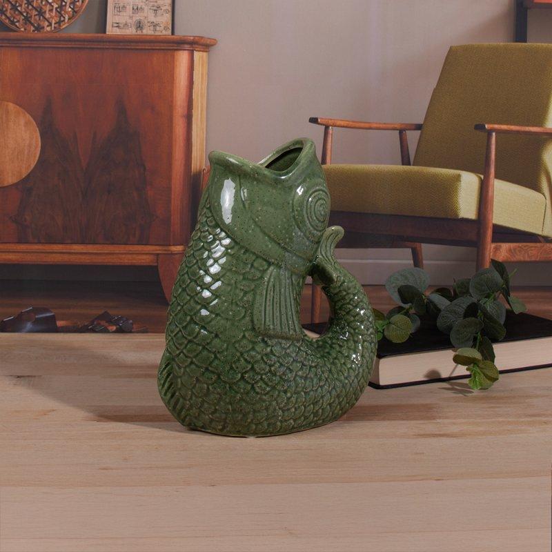 lesser & pavey FISH JUG / VASE GREEN 23CM LP76722